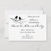 Invitation Retour à Nature Birds Année Anniversaire Fête Invi (Dos)