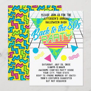 Invitation Retour aux années 80 Géométrique années 80 Soirée 