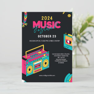 Invitation Retour aux années 90, fête de festival de musique