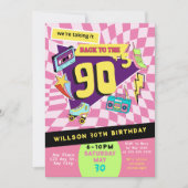 Invitation Retour aux années 90 Moderne Retro Neon 30e annive (Devant)