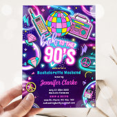 Invitation Retour aux années 90 Soirée Bachelorette néon disc