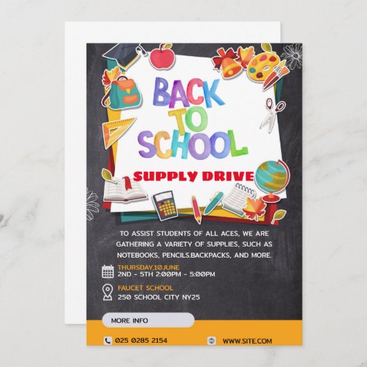 Invitation Retourner à l'école Approvisionnement Drive Collec (Devant / Derrière)