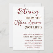 Invitation Retrait du bureau drama drame retraite drôle (Devant)