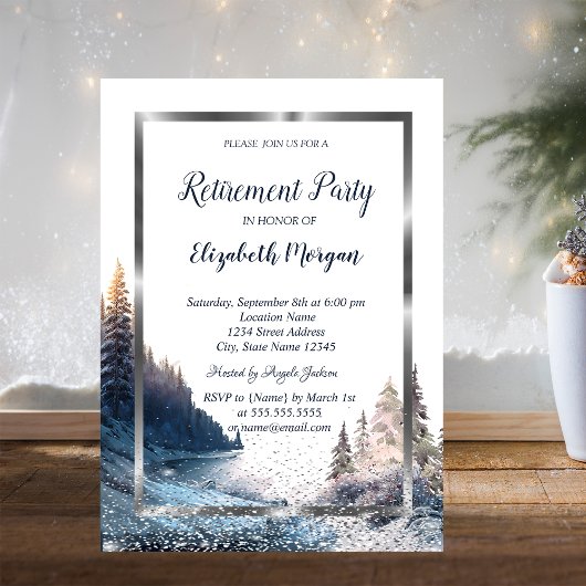 Invitation Retrait du paysage de la trame d'argent Confetti