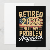 Invitation Retraité 2026 Plus Mon Problème Drapeau US Rétro (Devant / Derrière)