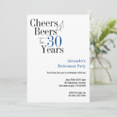 Invitation Retraite 30 ans Cheers et bière bleu (Debout devant)