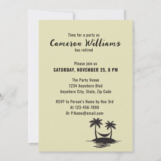Invitation Retraite Adieu Tension Palm Tree Hammock (Dos)