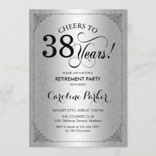 Invitation Retraite - Argent Noir Damas