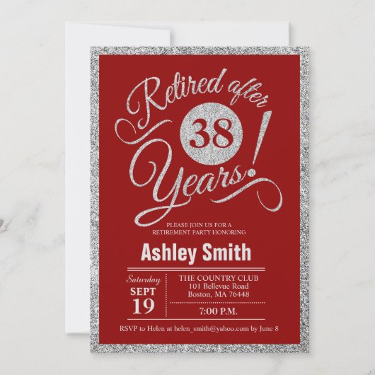 Invitation Retraite - Argent rouge (Devant)
