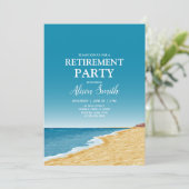 Invitation Retraite avec plage, mer et ciel bleu (Debout devant)