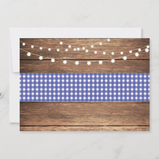 Invitation Retraite BBQ Party Blue Check Rustic Chalk Photo (Dos)