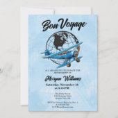 Invitation Retraite Bon Voyage Voyage Globe Plane (Devant)