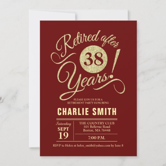 Invitation Retraite - Burgundy Maroon Gold (Devant)