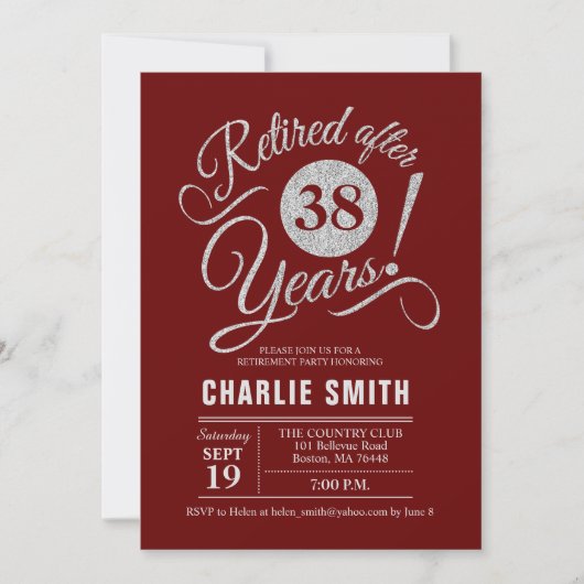 Invitation Retraite - Burgundy Maroon Silver (Devant)