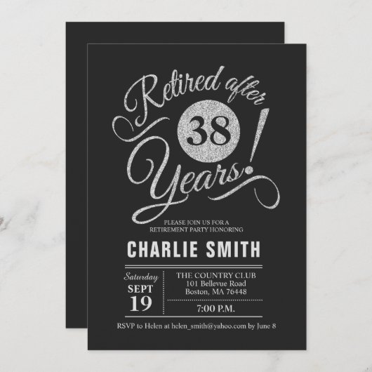 Invitation Retraite - Chalkboard Black Silver (Devant / Derrière)