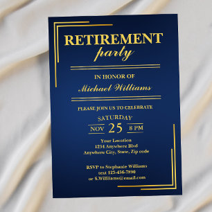 Invitation Retraite Corporate Élégant Bleu Or