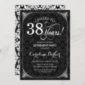 Invitation Retraite - Damas noir et blanc (Devant / Derrière)