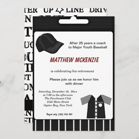 Invitation Retraite de baseball (Devant / Derrière)