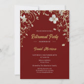 Invitation Retraite de cadre Floral Or Bourgogne 2025 (Devant)