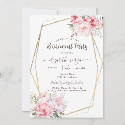 Invitation Retraite de cadre Or Rose Blush (Devant)