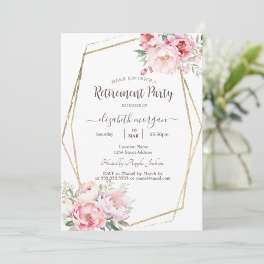 Invitation Retraite de cadre Or Rose Blush (Debout devant)