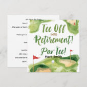 Invitation RETRAITE DE GOLF Tee off ParTee pour golfeur (Devant / Derrière)