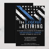 Invitation Retraite de la police Agent de ligne bleue mince (Devant / Derrière)