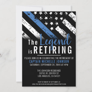 Invitation Retraite de la police Agent de ligne bleue mince