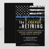 Invitation Retraite de la police Ligne Bleue Mince Applicatio (Devant / Derrière)