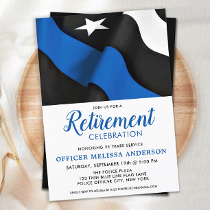 Invitation Retraite de la police Ligne Bleue Mince Applicatio