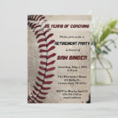 Invitation Retraite de l'entraîneur de baseball vintage Grung (Debout devant)