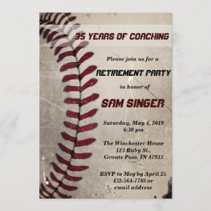 Invitation Retraite de l'entraîneur de baseball vintage Grung