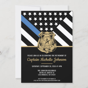 Invitation Retraite de police Drapeau de la ligne bleue Force