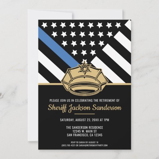 Invitation Retraite de police shérif forces de l'ordre (Devant)