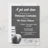 Invitation Retraite d'enseignant Tableau noir Pomme Livres No (Devant)