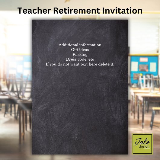 Invitation Retraite d'enseignant Tableau noir Pomme Livres No