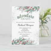 Invitation Retraite des baies de la branche de l'arbre à pin (Debout devant)