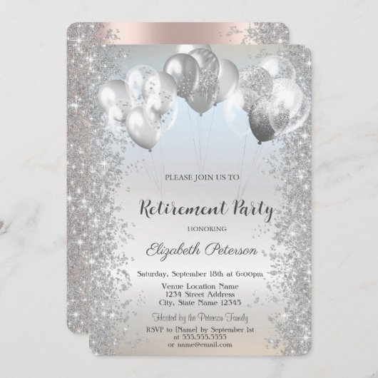 Invitation Retraite des ballons Confetti de Parties scintilla (Devant / Derrière)