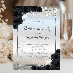 Invitation Retraite des ballons en verre de vin Rose noir
