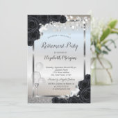 Invitation Retraite des ballons en verre de vin Rose noir (Debout devant)