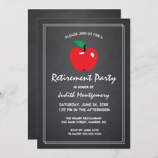 Invitation Retraite des enseignants Apple Chalkboard Script m (Devant / Derrière)