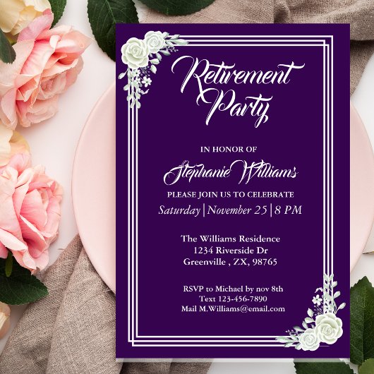 Invitation Retraite des femmes Élégante Parti Floral Violet