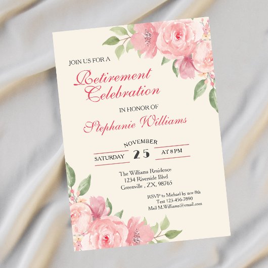 Invitation Retraite des femmes Floral Élégant Rose