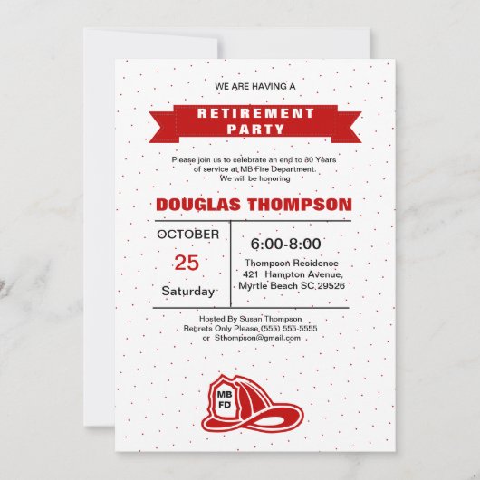 Invitation Retraite des pompiers rouges et blancs (Devant)