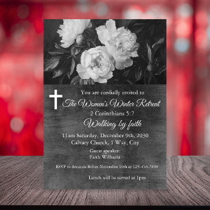 Invitation Retraite d'hiver pour femmes Fleurs noires Église