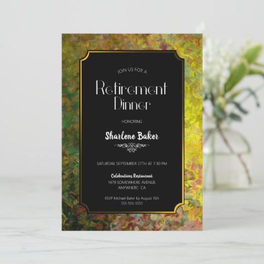 Invitation Retraite Dinner Party Noir et Or (Debout devant)