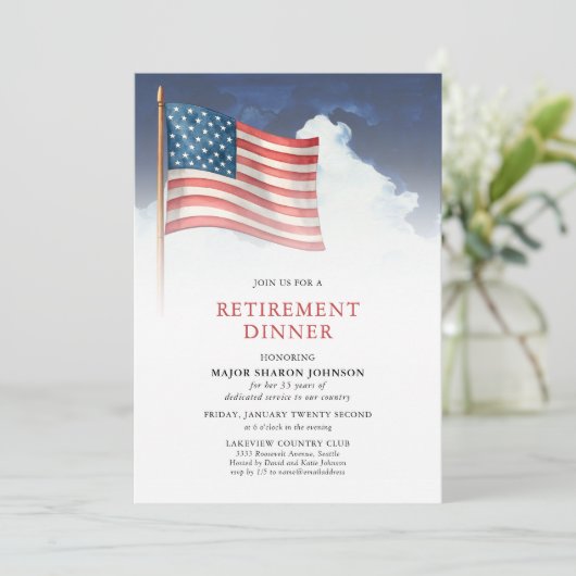 Invitation Retraite du drapeau américain militaire (Debout devant)