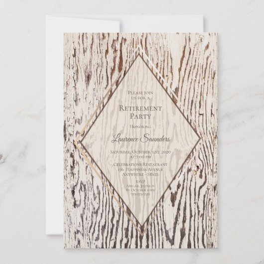 Invitation Retraite du grain de bois rustique (Devant)