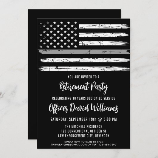 Invitation Retraite d'un agent de correction portant le drape (Devant / Derrière)