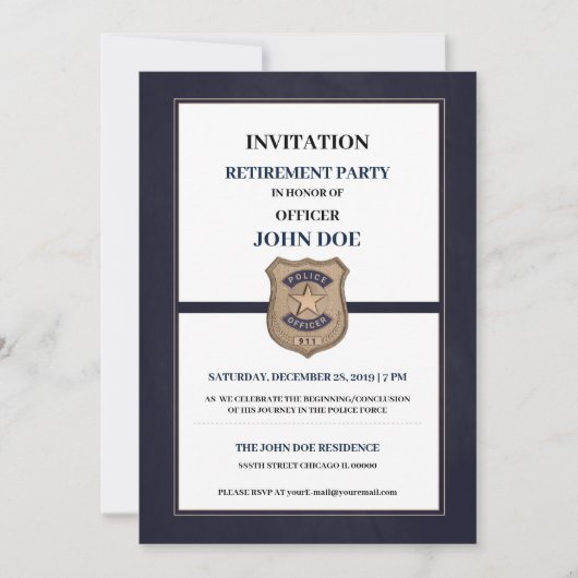 Invitation Retraite d'un agent de police (Devant)